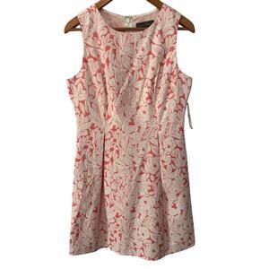 Jessica Howard Coral White Fit & Flare Crew Neck Sleeveless Lined Dress Size 10